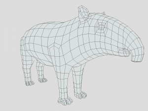 low poly cartoon tapir Model 3D