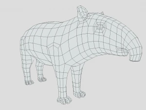 low poly cartoon tapir 3D Model