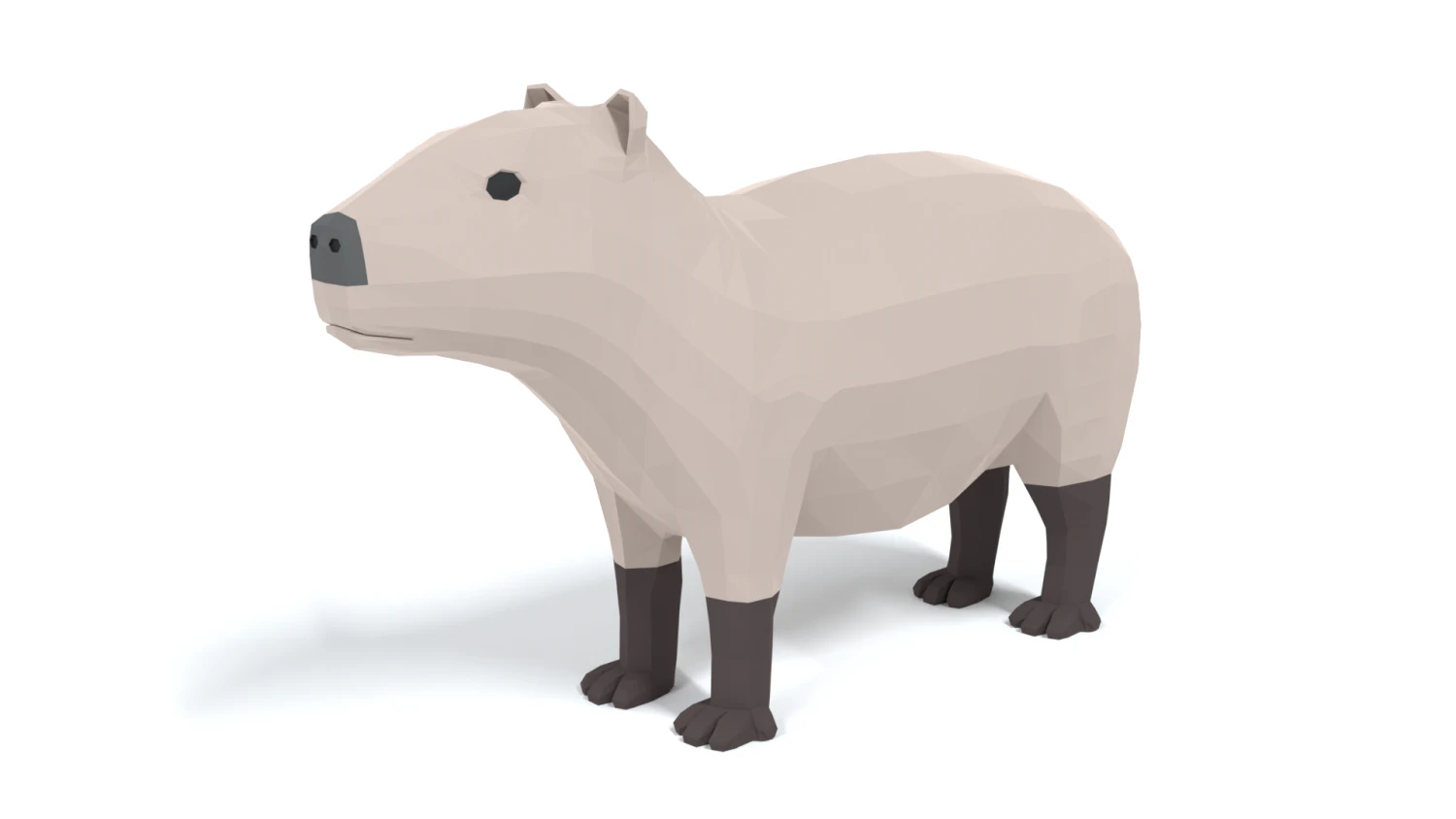 low poly cartoon capybara 3D Model .c4d .max .obj .3ds .fbx .stl .blend