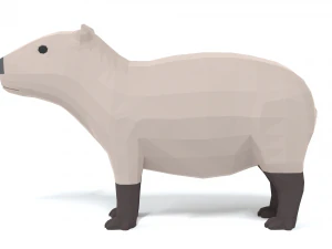 low poly cartoon capybara 3D Model