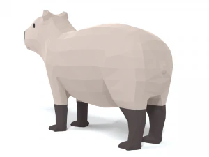 low poly cartoon capybara 3D Model