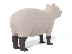 low poly cartoon capybara 3D Model
