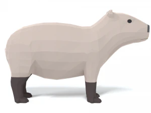 low poly cartoon capybara 3D Model