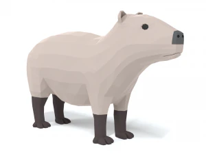 low poly cartoon capybara 3D Model