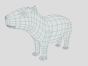 low poly cartoon capybara 3D Model