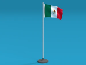 d&uuml;ş&uuml;k poli kesintisiz animasyonlu Meksika bayrağı 3D Model