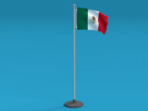 low poly seamless animated mexico flag 3D Model