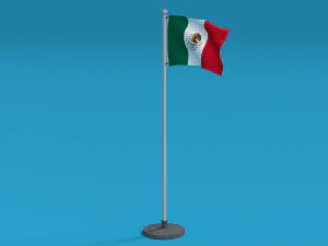 low poly seamless animated mexico flag 3D Model