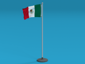 low poly seamless animated mexico flag 3D Model