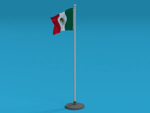 low poly seamless animated mexico flag 3D Model