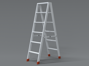 low poly cartoon aluminium ladder 3D Model