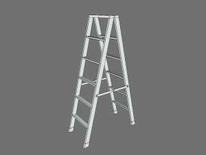 low poly cartoon aluminium ladder 3D Model