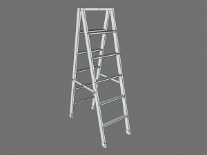 low poly cartoon aluminium ladder 3D Model