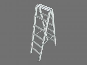 low poly cartoon aluminium ladder 3D Model