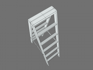 low poly cartoon aluminium ladder 3D Model