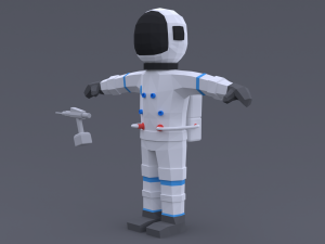low poly cartoon astronaut 3D Model