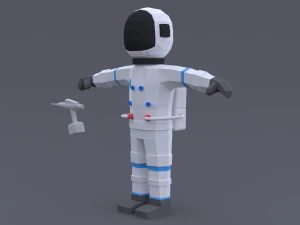 low poly cartoon astronaut 3D Model