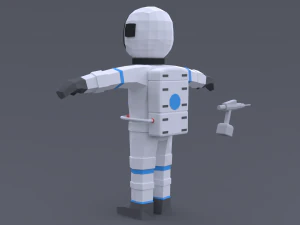 low poly cartoon astronaut 3D Model