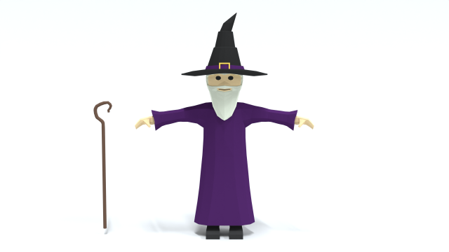 low poly cartoon wizard Modelo 3D .c4d .max .obj .3ds .fbx .stl .blend 