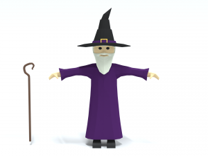 low poly cartoon wizard 3D Model