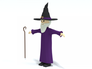 low poly cartoon wizard Modelo 3D