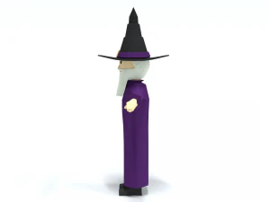 low poly cartoon wizard 3D Model