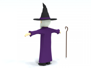 low poly cartoon wizard Modelo 3D