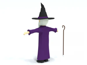 low poly cartoon wizard 3D Model