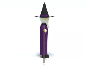 low poly cartoon wizard 3D Model