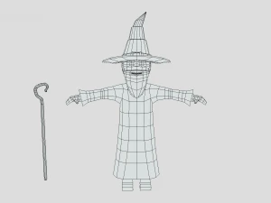 low poly cartoon wizard 3D Model