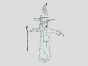 low poly cartoon wizard 3D Model