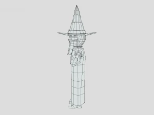 low poly cartoon wizard 3D Model