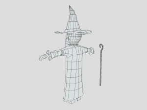 low poly cartoon wizard 3D Model