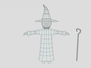 low poly cartoon wizard 3D Model