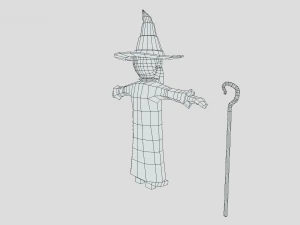 low poly cartoon wizard 3D Model