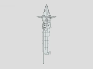 low poly cartoon wizard 3D Model