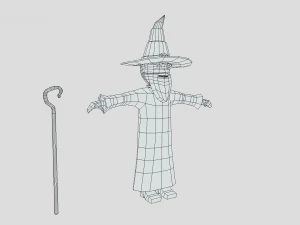 low poly cartoon wizard 3D Model