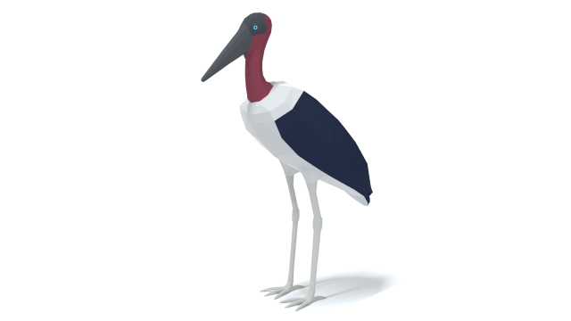 low poly cartoon marabou stork Model 3D .c4d .max .obj .3ds .fbx .stl .blend 