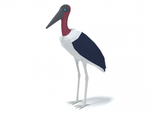low poly cartoon marabou stork 3D 모델