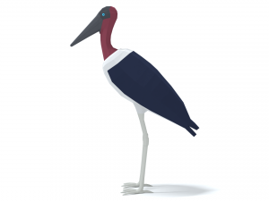 low poly cartoon marabou stork Model 3D