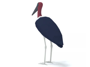 low poly cartoon marabou stork 3D Model