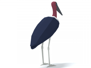 low poly cartoon marabou stork Model 3D