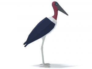 low poly cartoon marabou stork Model 3D