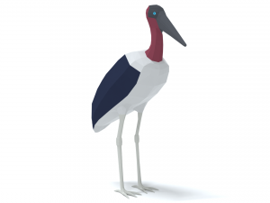 low poly cartoon marabou stork Model 3D
