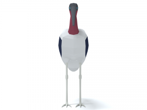 low poly cartoon marabou stork Model 3D