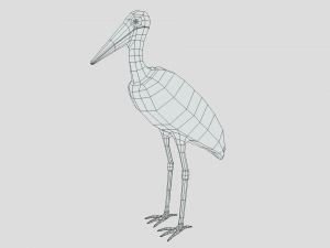 low poly cartoon marabou stork Model 3D