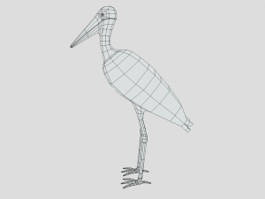 low poly cartoon marabou stork Model 3D