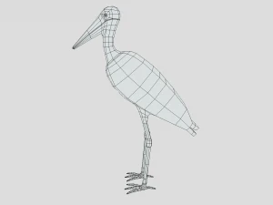 low poly cartoon marabou stork 3D Model