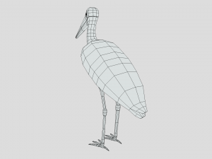 low poly cartoon marabou stork Model 3D
