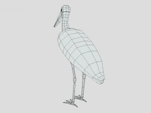 low poly cartoon marabou stork 3D Model